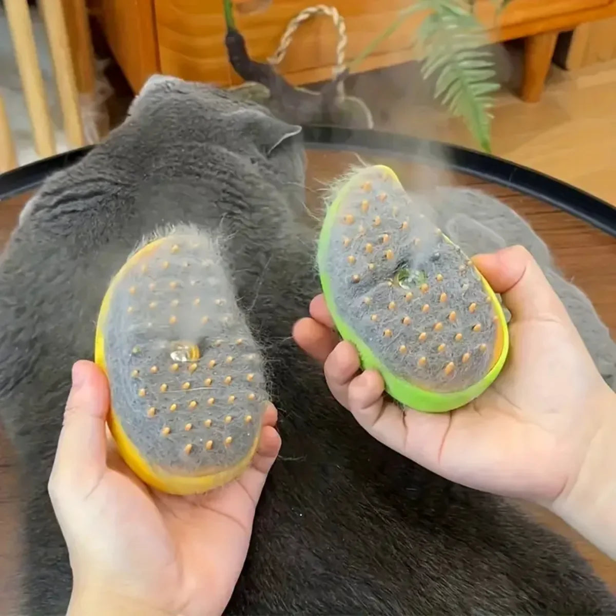 Escova a vapor para cão e gato, escova elétrico para massagem, pet grooming ferramenta, 3 em 1 pente de massagem