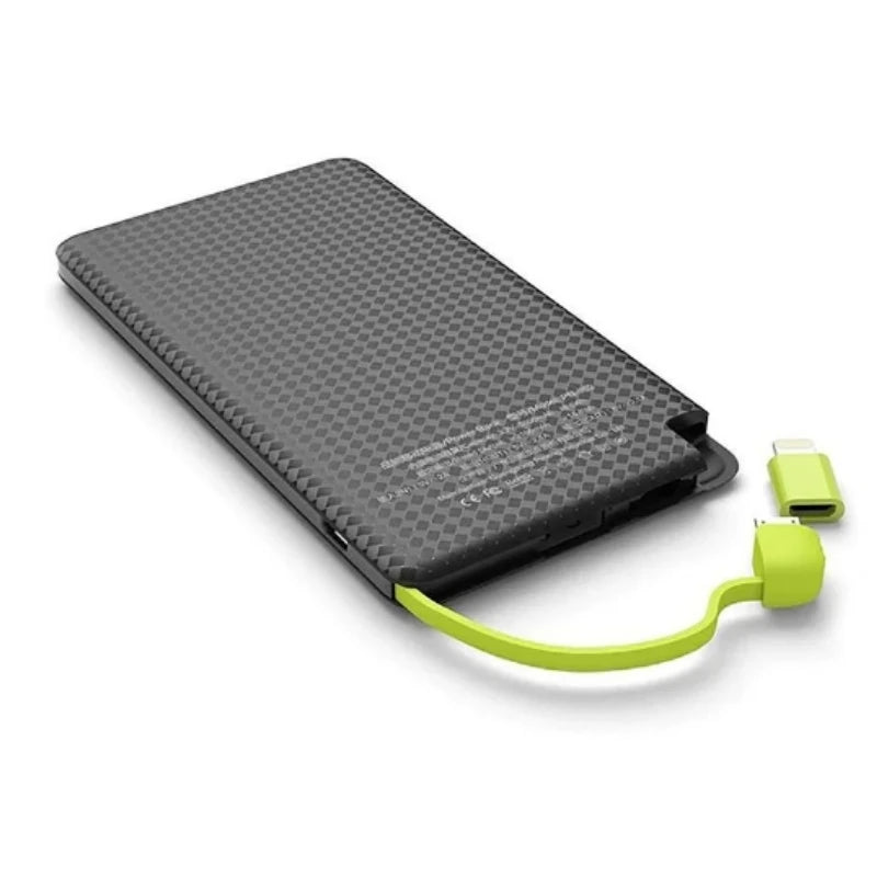 Power Bank Portable Charger 10000 Mah Compatible Slim V8 Type, Black and White Fast Charging