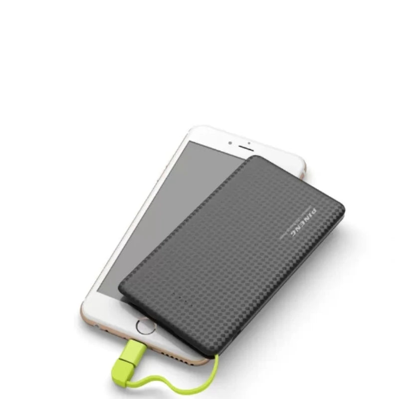 Power Bank Portable Charger 10000 Mah Compatible Slim V8 Type, Black and White Fast Charging