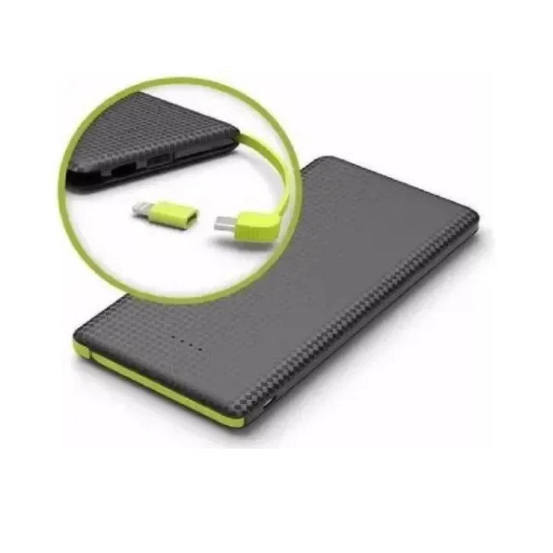 Power Bank Portable Charger 10000 Mah Compatible Slim V8 Type, Black and White Fast Charging