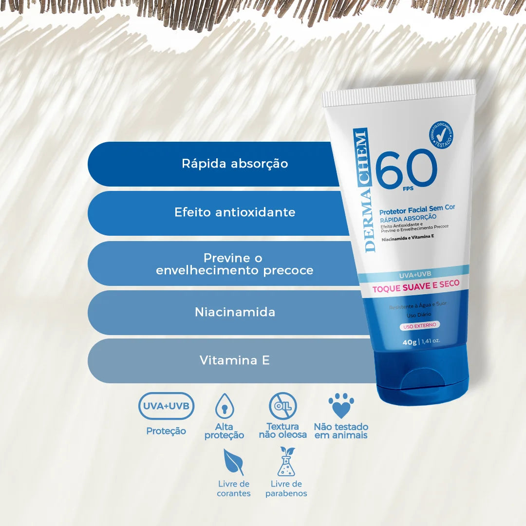 FPS 60 - Protetor Solar Facial Sem Cor Dermachem
