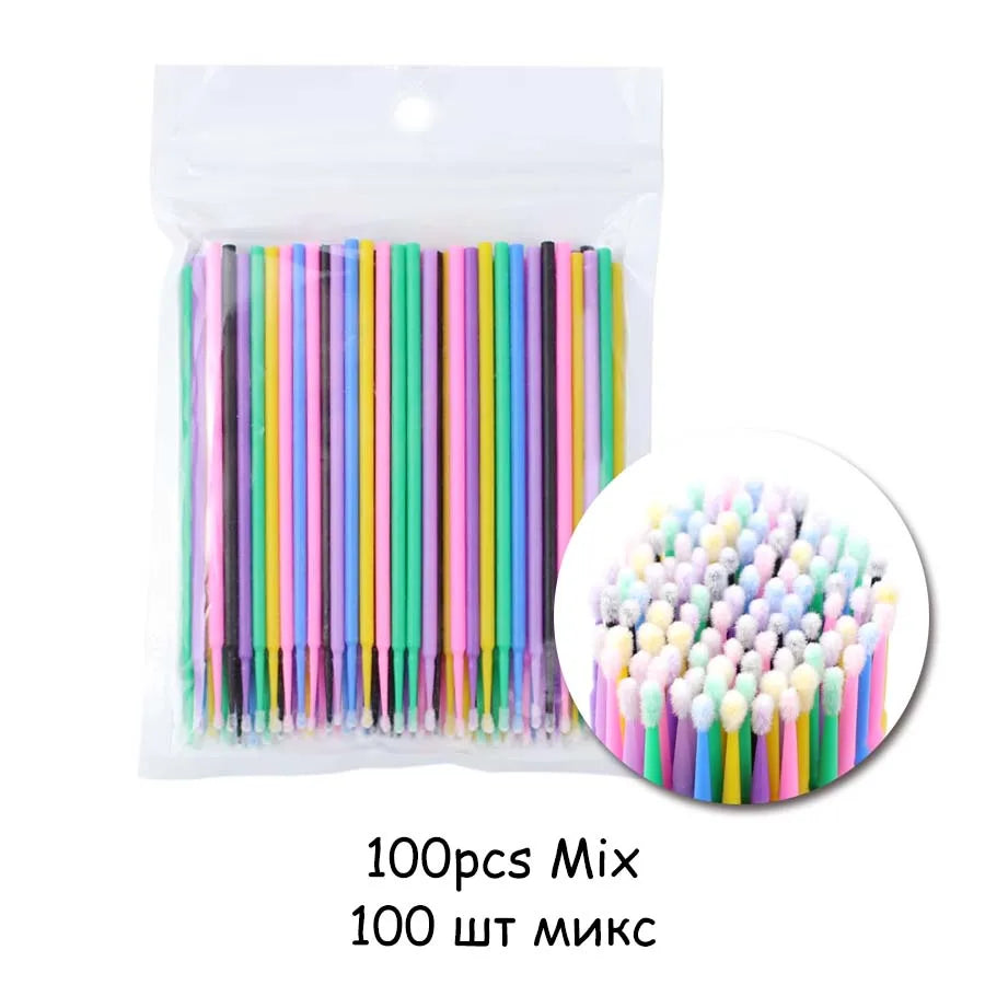 100 pçs/lote Micro Pincel Descartável Aplicador de Extensão de Cílios Pincel de Rímel Cílios Individuais para Mulheres Ferramentas de Maquiagem