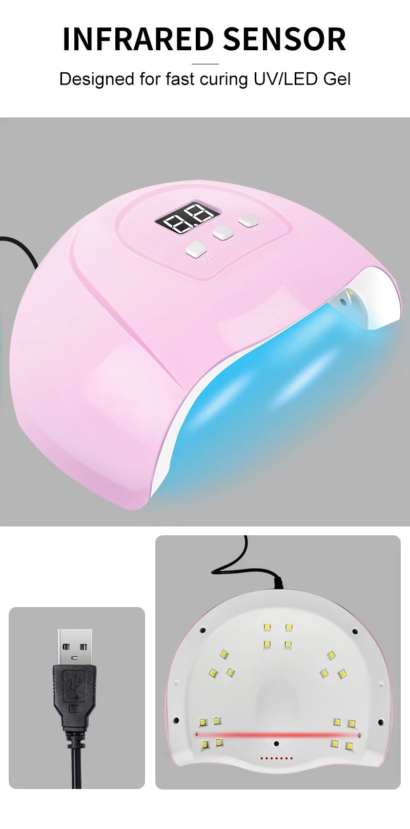 Kit de esmalte em gel com lâmpada UV para unhas, máquina elétrica de furadeira para unhas, kit de base e acabamento para unhas em gel Soak Off