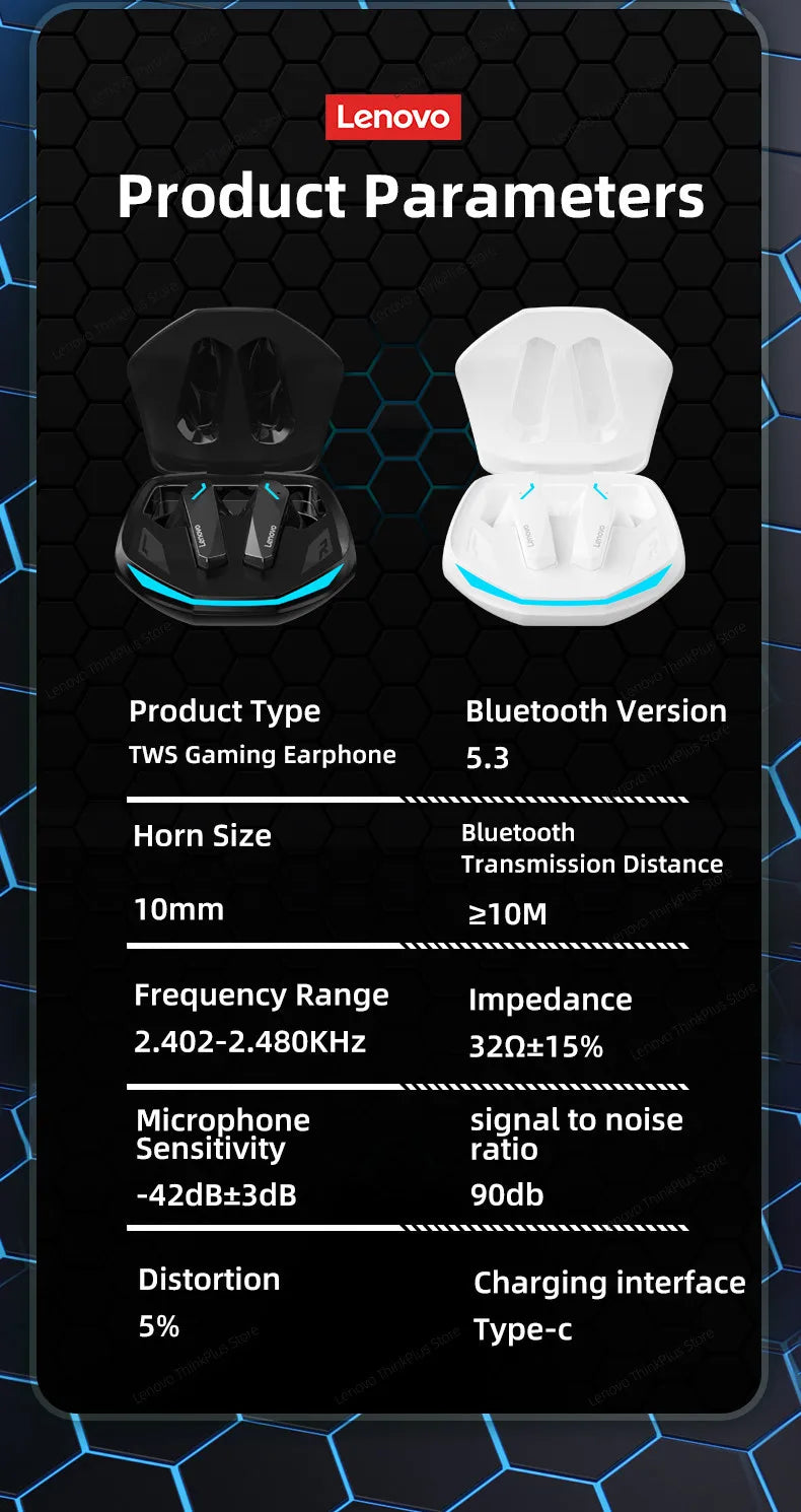 Lenovo GM2 Pro Wireless Headphones Earphones Bluetooth Touch Control Noise Reduction Stereo Earbuds Headsets for Xiaomi Iphone