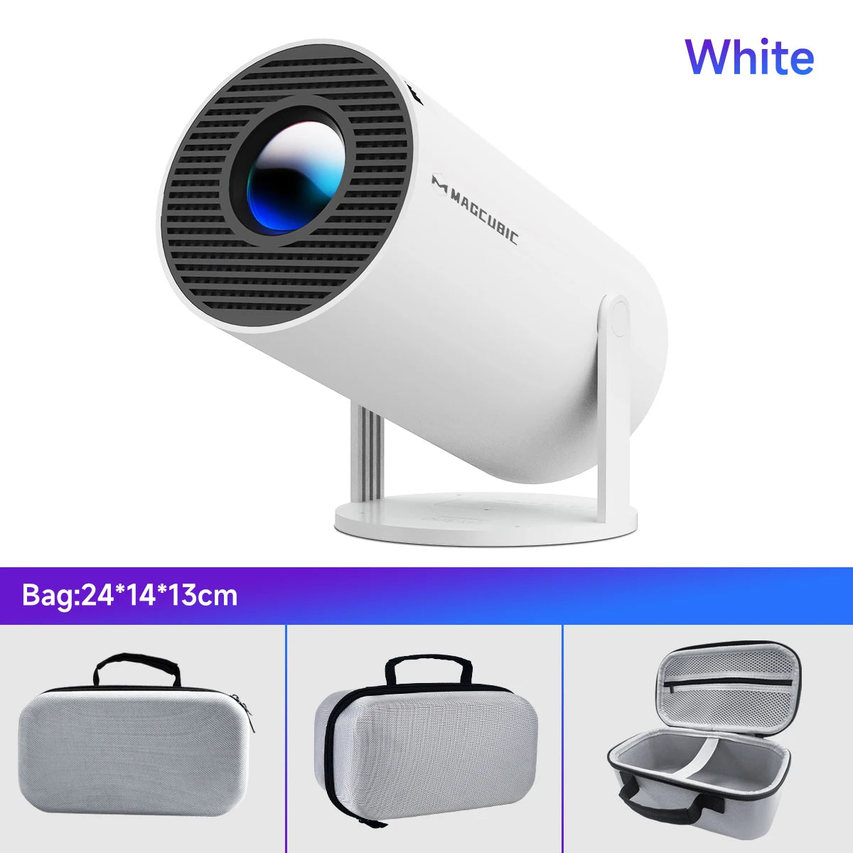 Projetor Magcubic Android 11 4K 1280*720P HY300 Pro + Dual Wifi 290ANSI Projetor Portátil de Cinema ao Ar Livre Flexível a 180° BT5.0