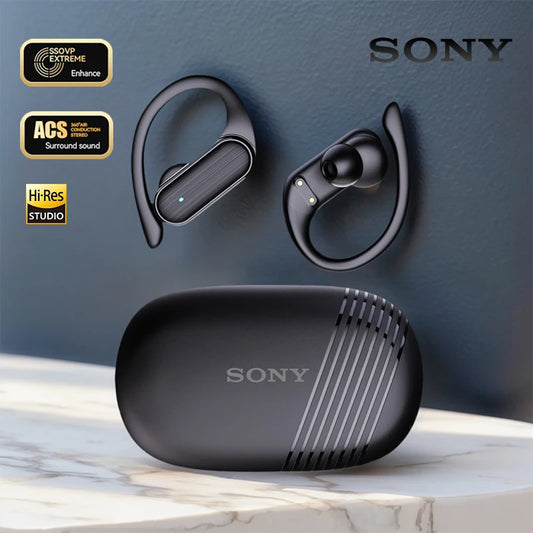 Fones de ouvido sem fio Sony A520 — modelo empresarial com gancho de orelha, graves Hi-Fi, cancelamento de ruído, microfone embutido, ideal para esportes e jogos.