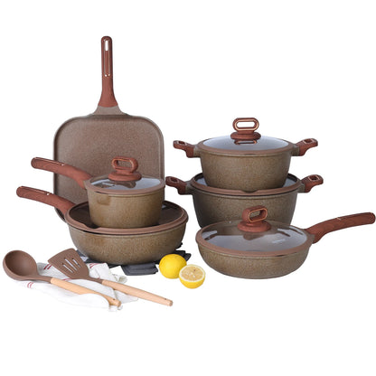 Conjunto de Panelas de Cerâmica DONNOR — Panelas e Frigideiras Antiaderentes, compatíveis com fogão de indução, para cozinha doméstica.