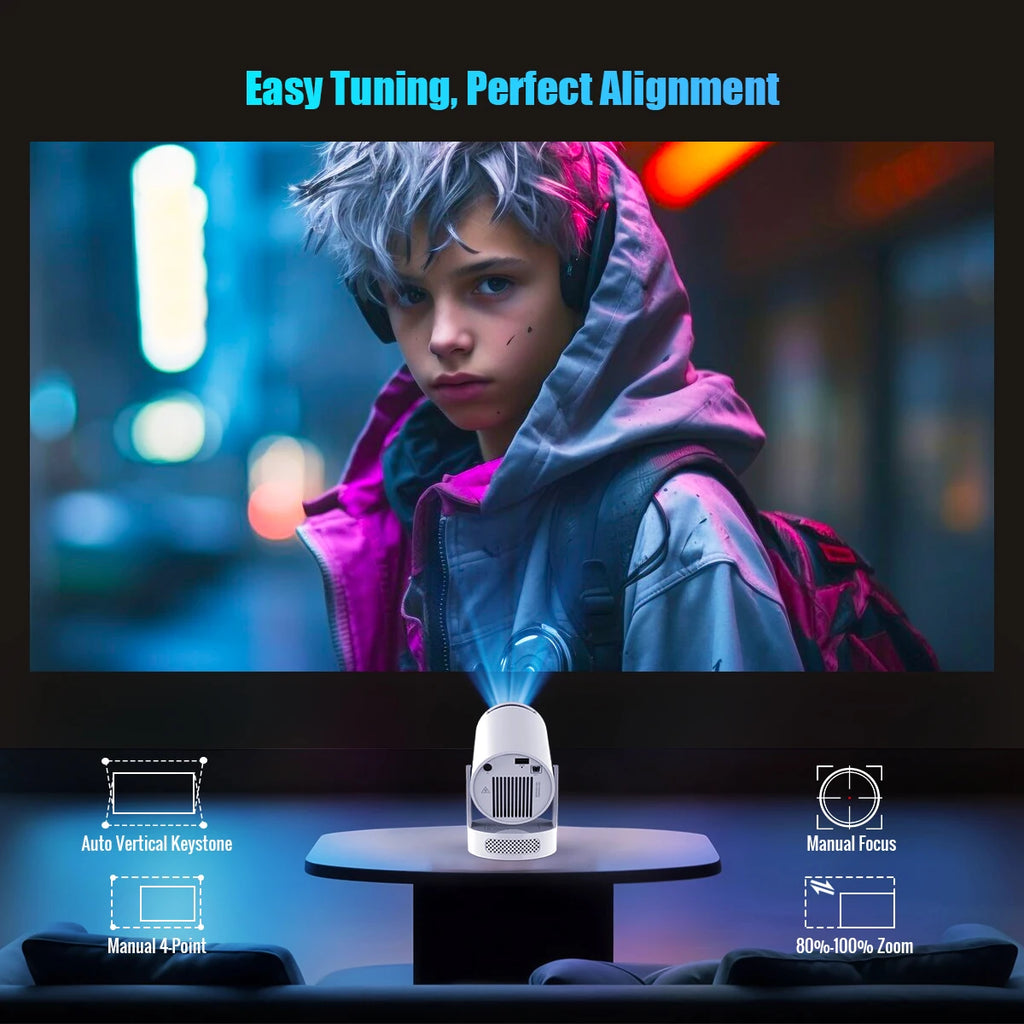 Projetor Magcubic Android 11 4K 1280*720P HY300 Pro + Dual Wifi 290ANSI Projetor Portátil de Cinema ao Ar Livre Flexível a 180° BT5.0