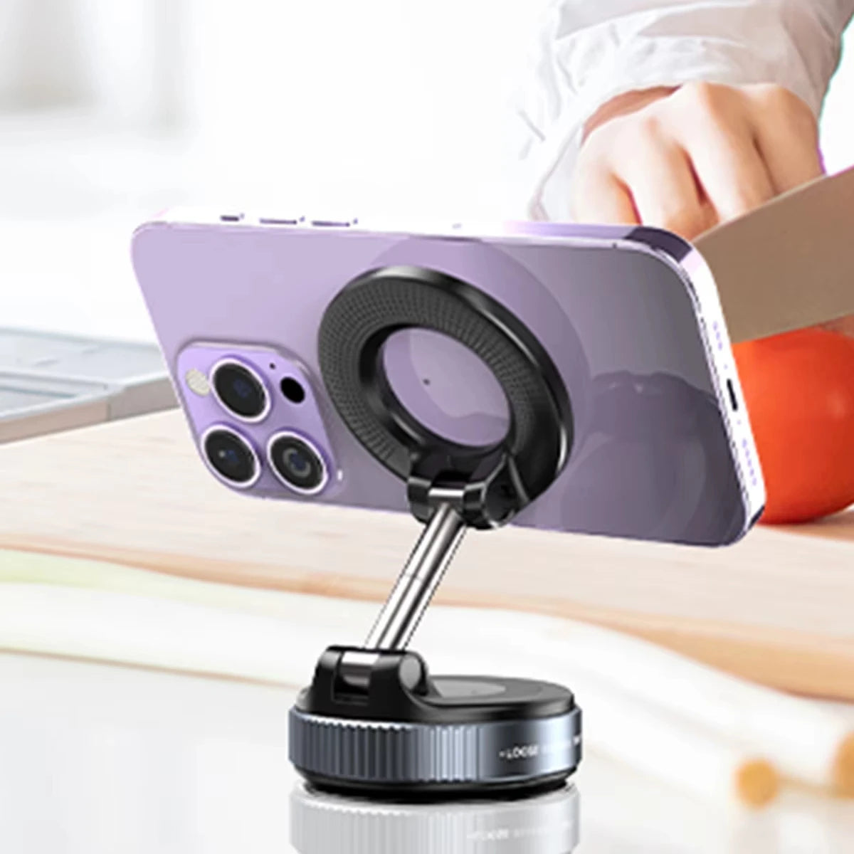 Suporte magnético para telefone de carro, ventosa mecânica a vácuo, rotação de 360°, suporte de adsorção magnética, navegação, suporte universal