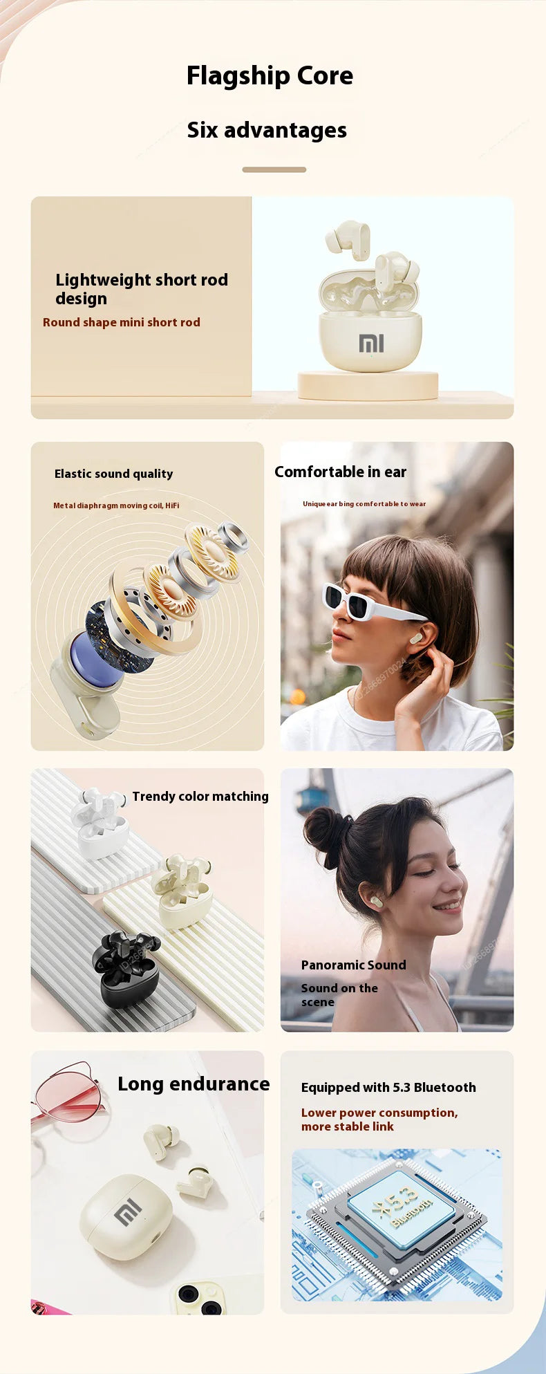 Xiaomi Wireless Bluetooth Earbuds In-Ear Noise Cancelling Secure Fit for Sports Hi-Fi Sound Long Battery Life Perfect for Life