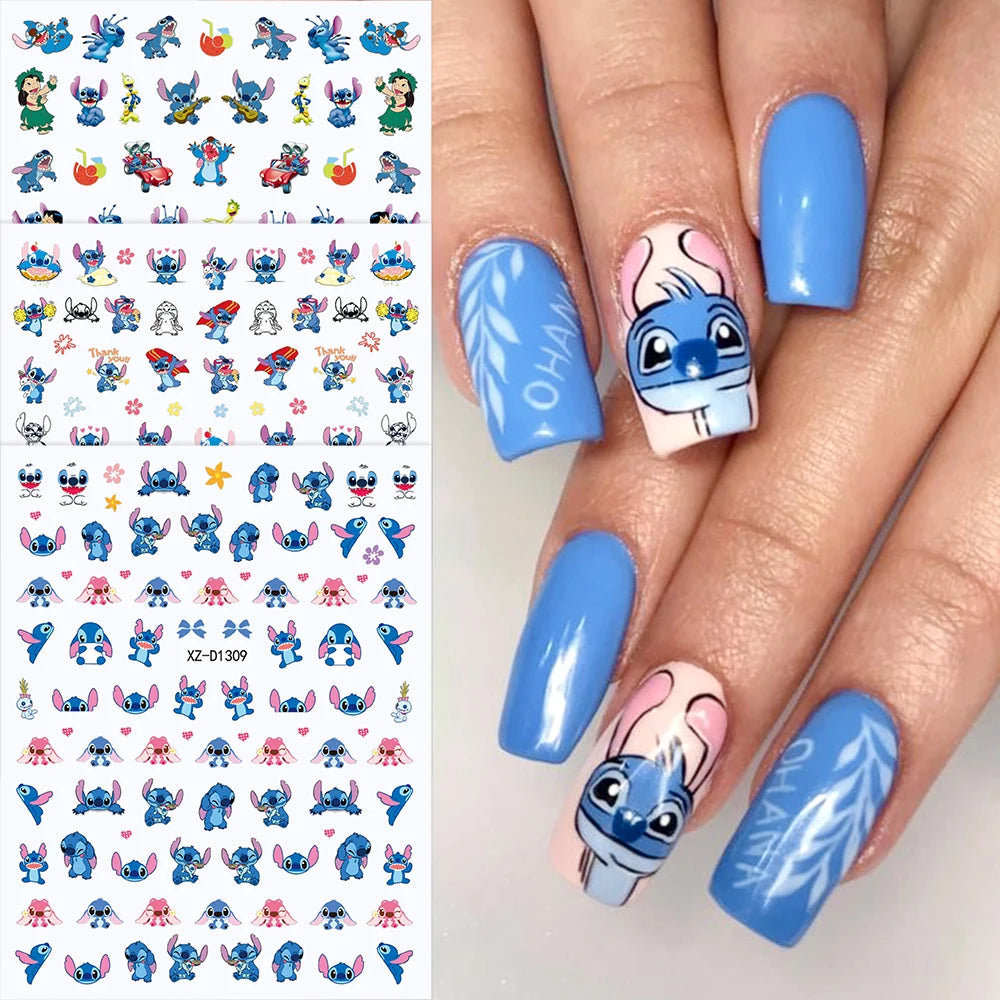 Conjunto de 12 adesivos de unha de anjo com ponto de desenho animado, múltiplas ações, decalques de arte de unha kawaii, decoração de manicure infantil