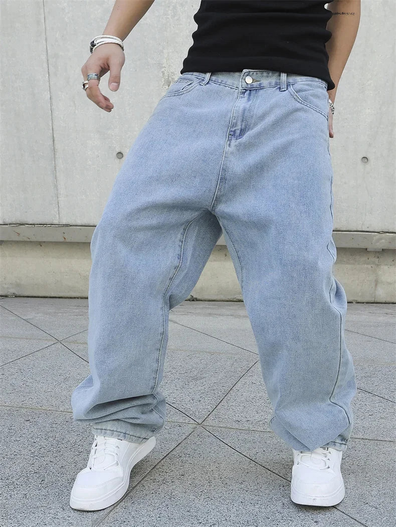 Calças Jeans Masculinas Largas de Outono e Primavera, Oversize, Straight, Soltas, Casuais, Denim, Cor Sólida, Streetwear, Moda Y2k, Calças de Pernas Largas
