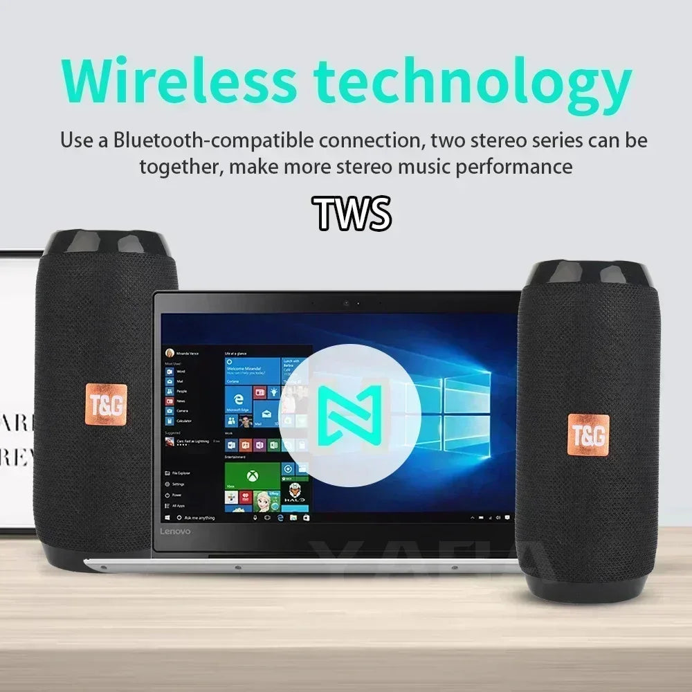 Caixa de Som Portátil Sem Fio Bluetooth Subwoofer Outdoor à Prova d'Água Alto-falante Estéreo Surround Suporte para Rádio FM e TF