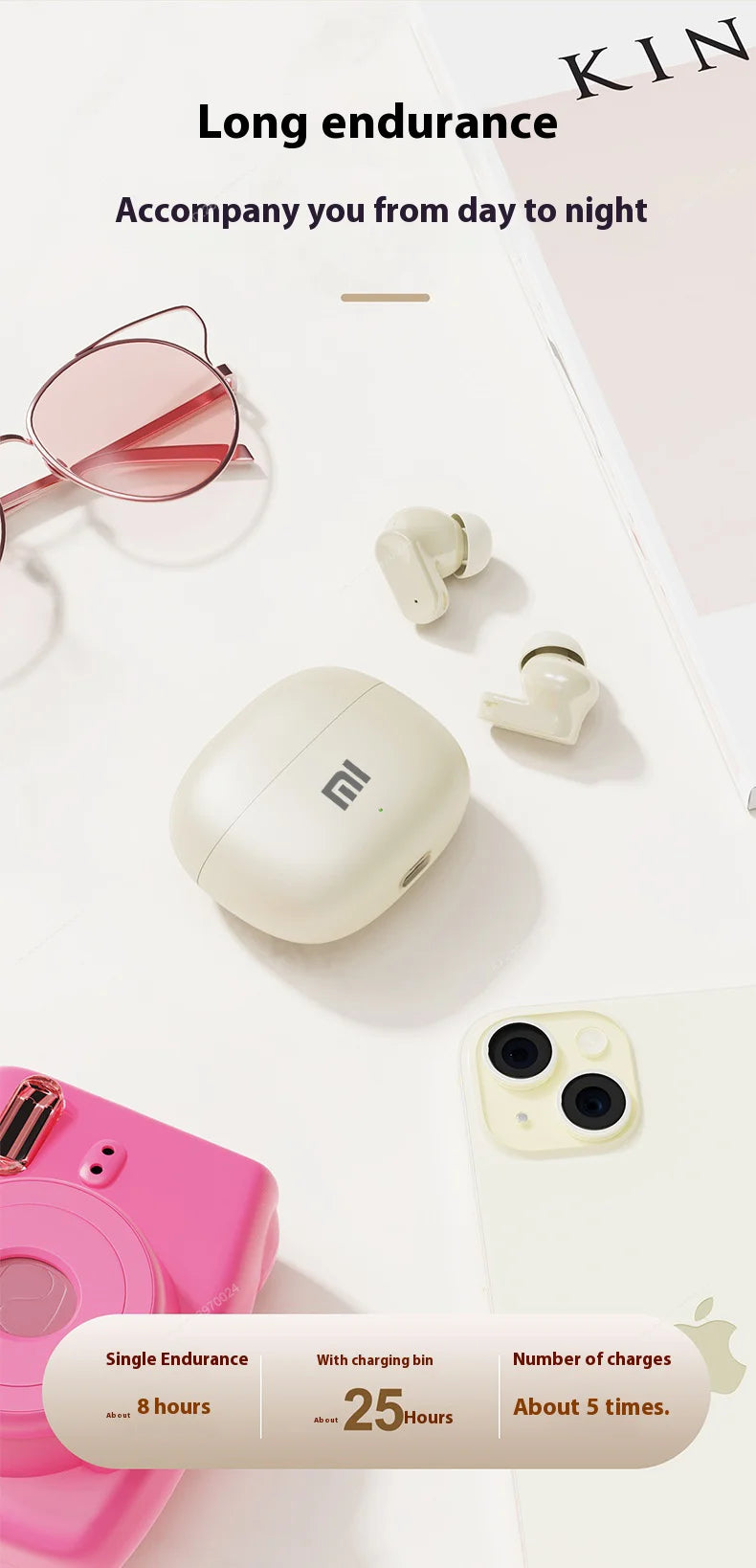 Xiaomi Wireless Bluetooth Earbuds In-Ear Noise Cancelling Secure Fit for Sports Hi-Fi Sound Long Battery Life Perfect for Life