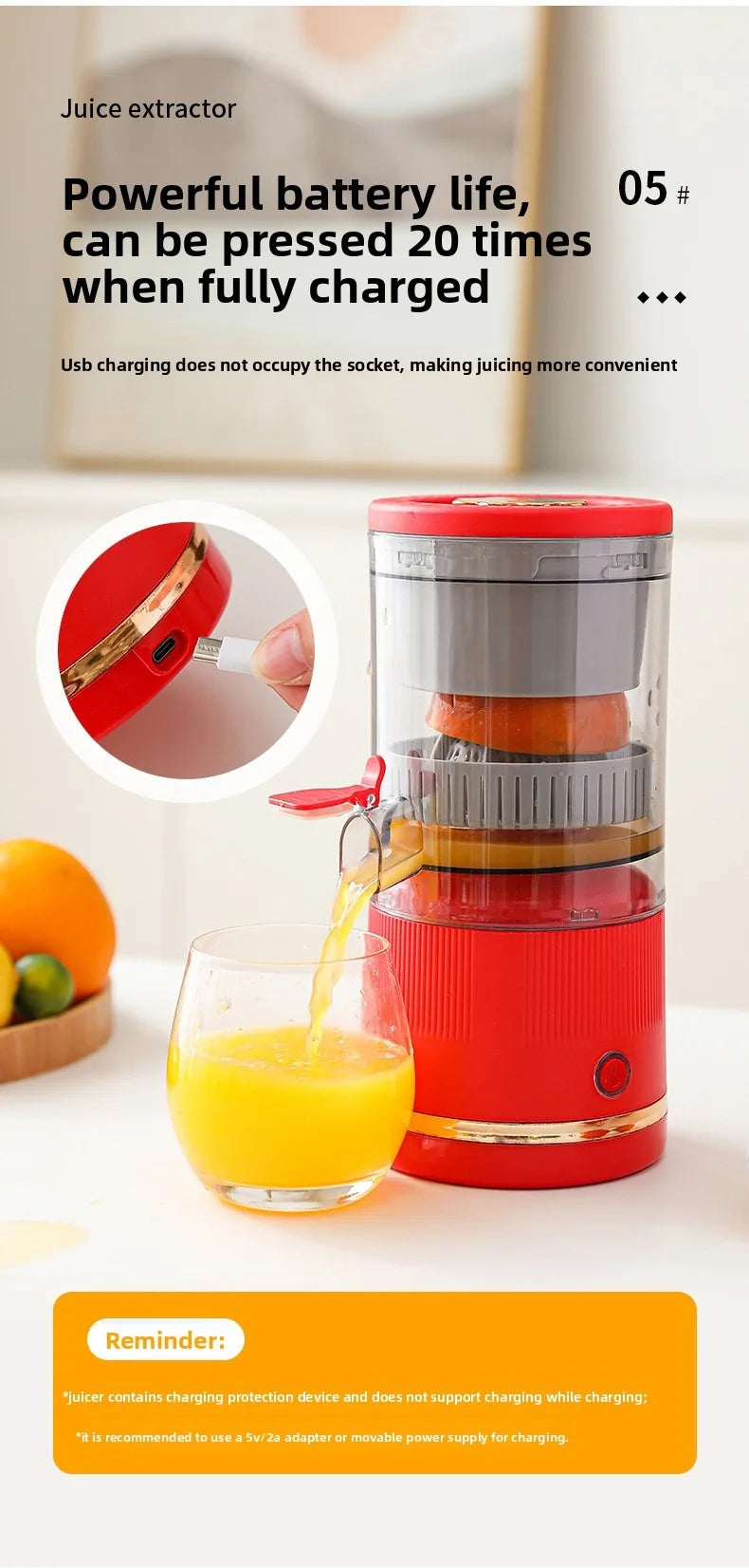 Um liquidificador mini portátil, recarregável via USB, automático e multifuncional que pode facilmente alcançar a separação de resíduos.
