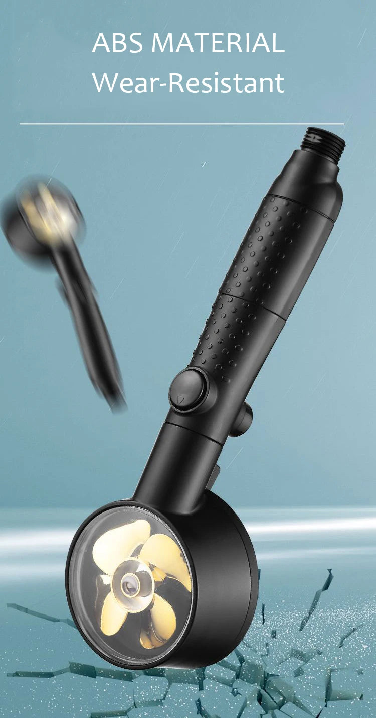 Chuveiro de alta pressão com temperatura inteligente, visor digital, graus de rotação, com ventilador pequeno, acessórios de banheiro ABS Rain
