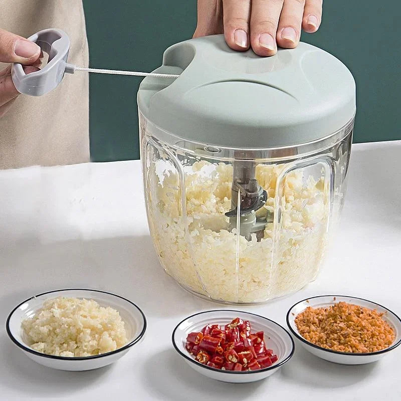 Moedor de carne manual 500/900ml, picador de alho giratório, triturador de alho, cortador de vegetais e cebola, acessórios de cozinha