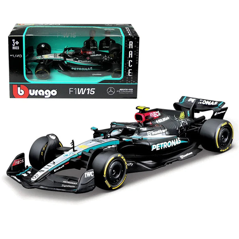 Carro de Brinquedo Mercedes-AMG Petronas F1 Team W15 2024 #44 Hamilton #63 George Russell Alloy Car Die Cast Model Toy Collectible
