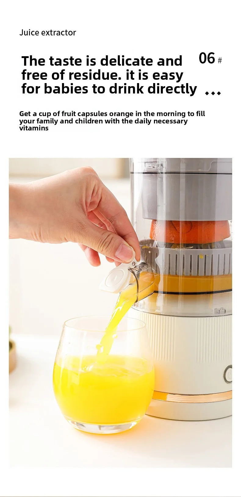 Um liquidificador mini portátil, recarregável via USB, automático e multifuncional que pode facilmente alcançar a separação de resíduos.