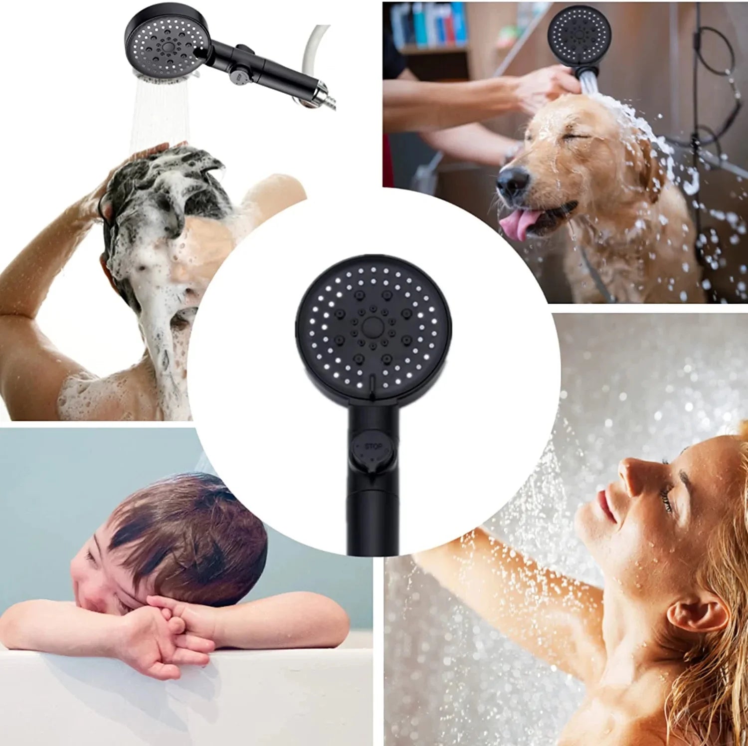 Chuveiro de alta pressão com temperatura inteligente, visor digital, graus de rotação, com ventilador pequeno, acessórios de banheiro ABS Rain