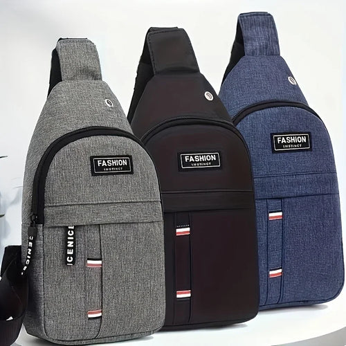 Bolsa de peito masculina com furo para fone de ouvido, grande capacidade, Oxford, esportes ao ar livre, moda, pequena mochila, bolsa de ombro masculina