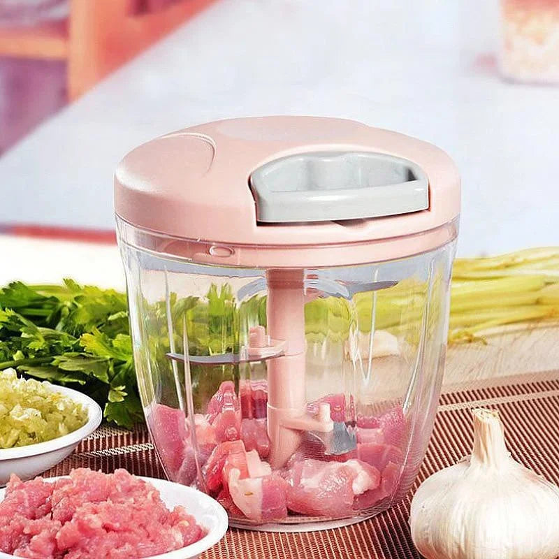 Moedor de carne manual 500/900ml, picador de alho giratório, triturador de alho, cortador de vegetais e cebola, acessórios de cozinha