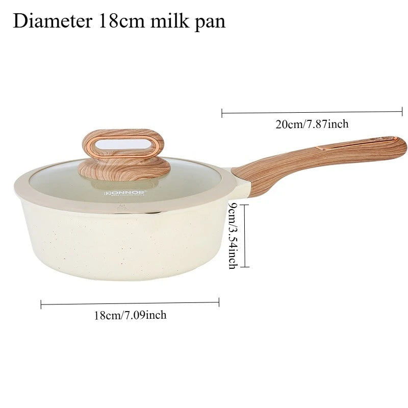 Conjunto de Panelas de Cerâmica DONNOR — Panelas e Frigideiras Antiaderentes, compatíveis com fogão de indução, para cozinha doméstica.