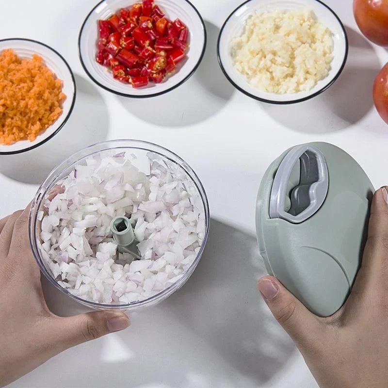 Moedor de carne manual 500/900ml, picador de alho giratório, triturador de alho, cortador de vegetais e cebola, acessórios de cozinha