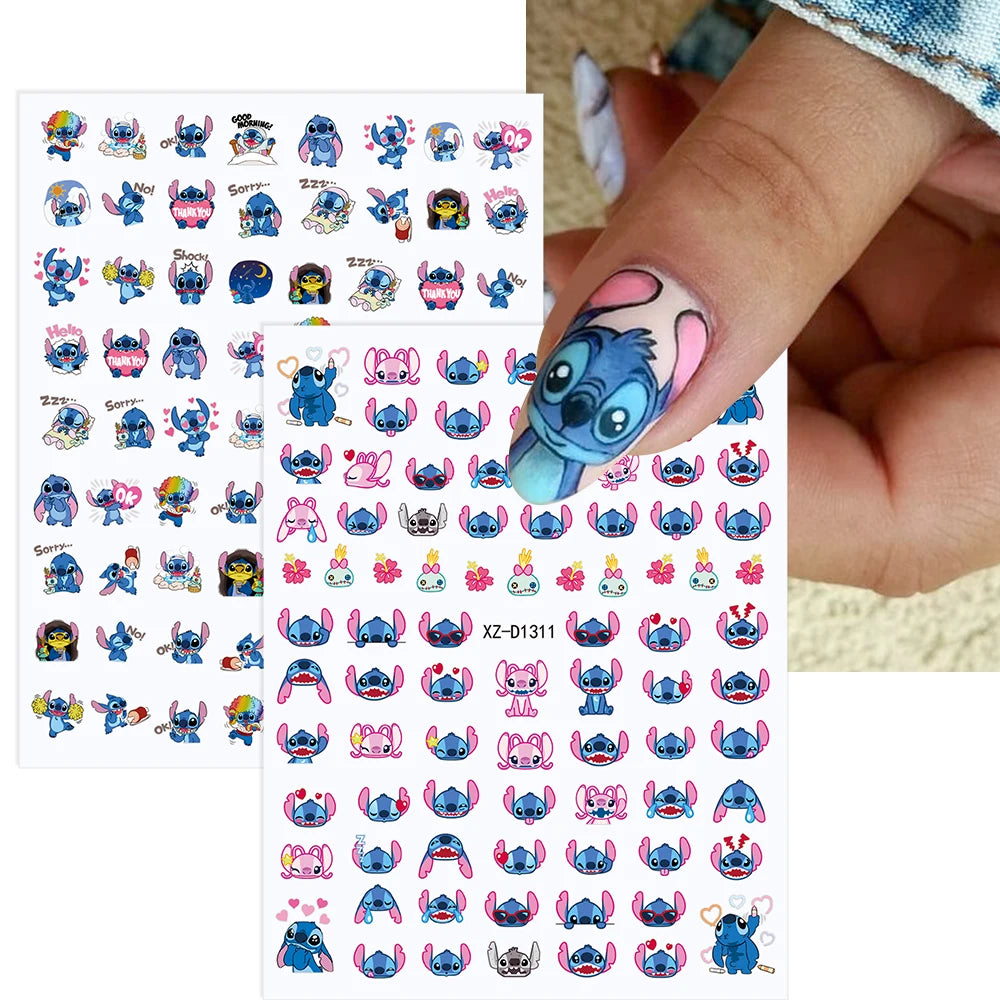 Conjunto de 12 adesivos de unha de anjo com ponto de desenho animado, múltiplas ações, decalques de arte de unha kawaii, decoração de manicure infantil