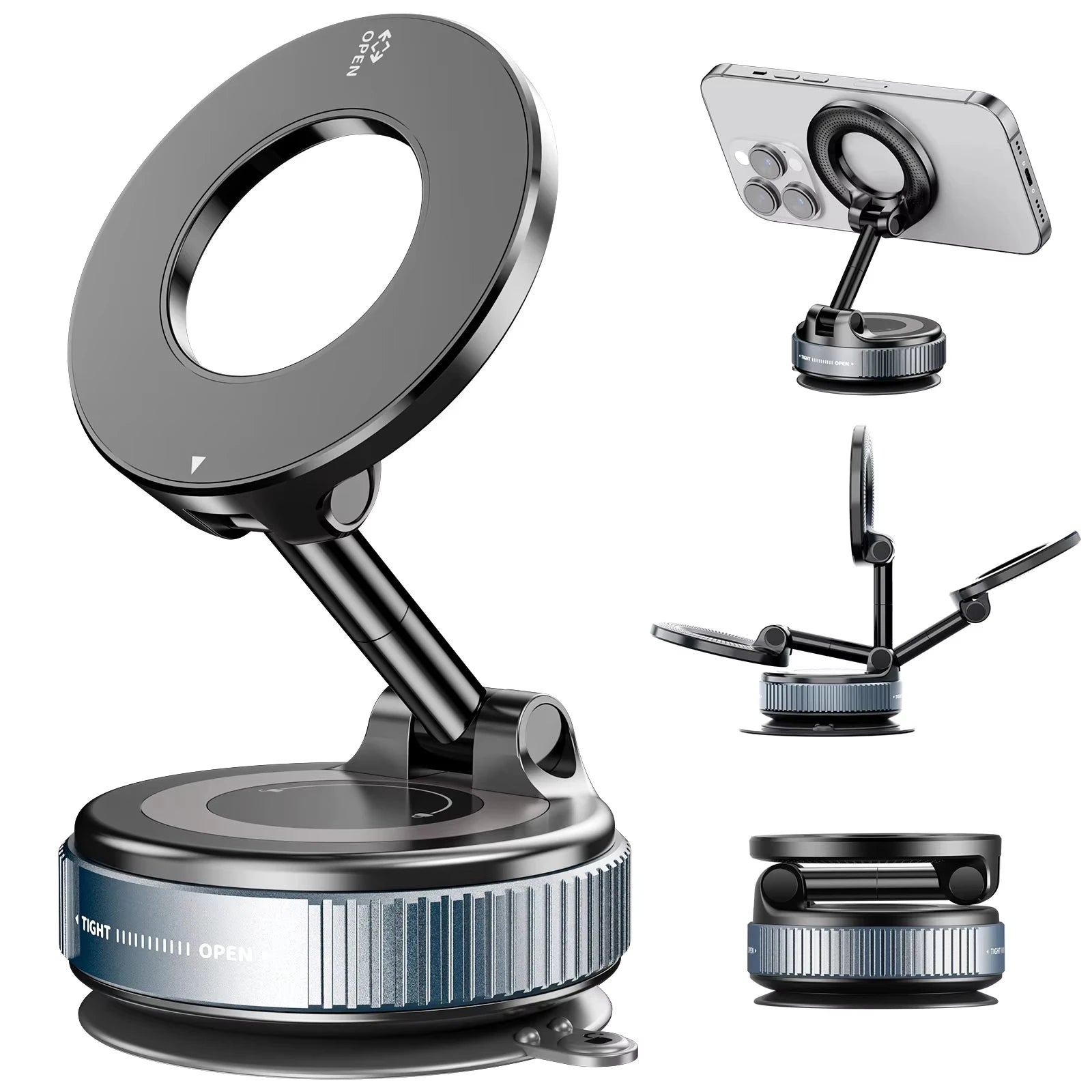 Suporte magnético para telefone de carro, ventosa mecânica a vácuo, rotação de 360°, suporte de adsorção magnética, navegação, suporte universal