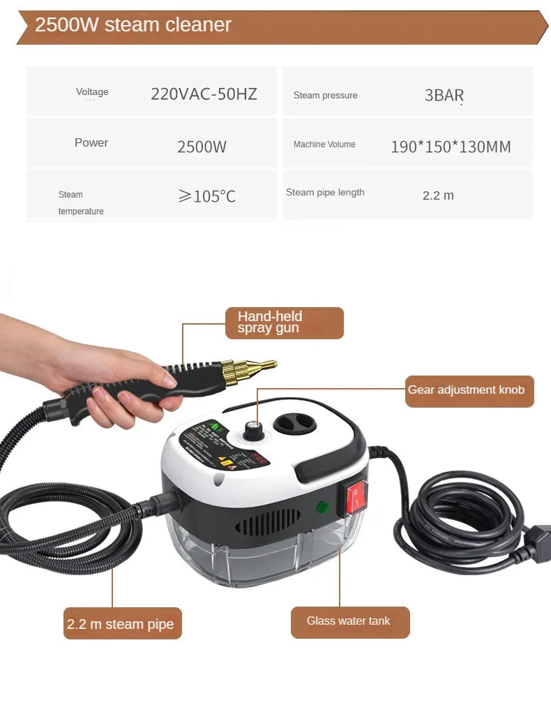 Limpador a vapor, esterilização de alta temperatura, ar condicionado, exaustor de cozinha, limpador a vapor para casa/carro, plugue americano 110V/plugue europeu 220V