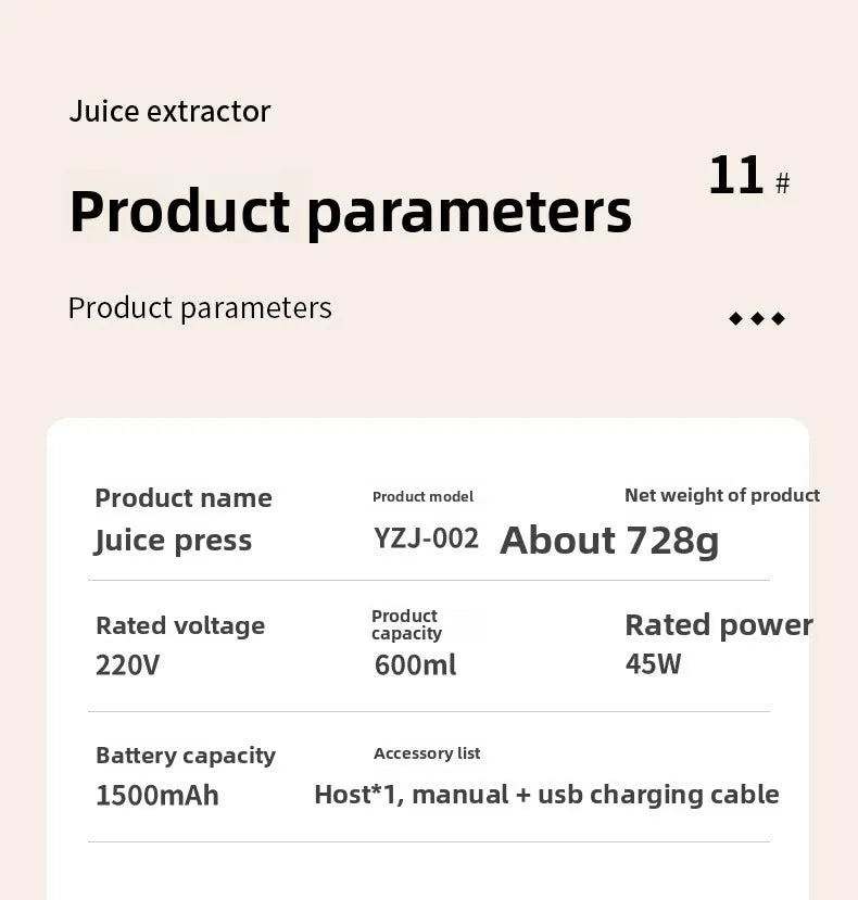 Um liquidificador mini portátil, recarregável via USB, automático e multifuncional que pode facilmente alcançar a separação de resíduos.
