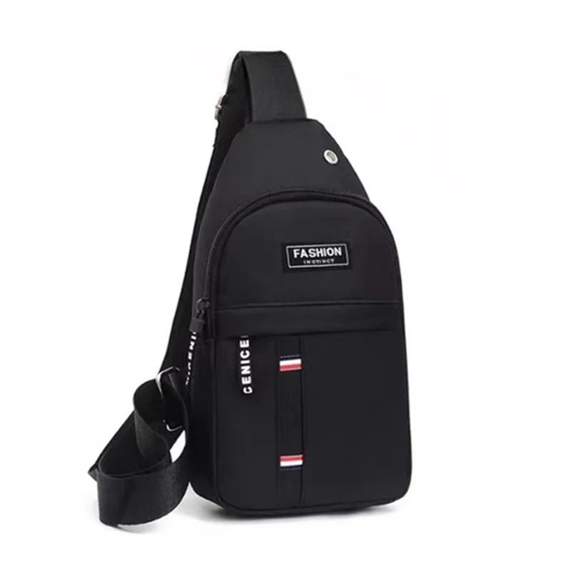 Bolsa de peito masculina com furo para fone de ouvido, grande capacidade, Oxford, esportes ao ar livre, moda, pequena mochila, bolsa de ombro masculina