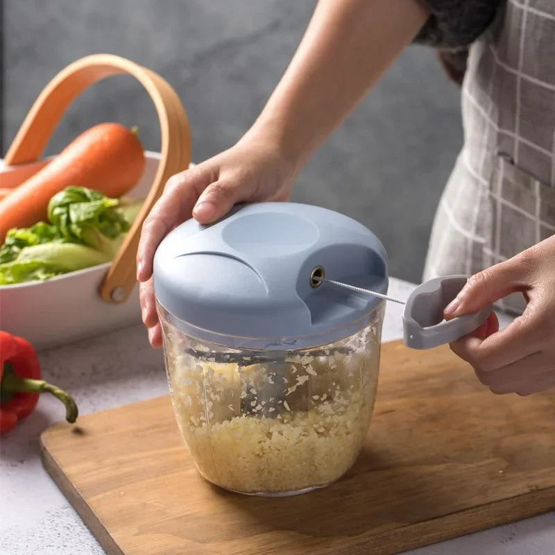 Moedor de carne manual 500/900ml, picador de alho giratório, triturador de alho, cortador de vegetais e cebola, acessórios de cozinha