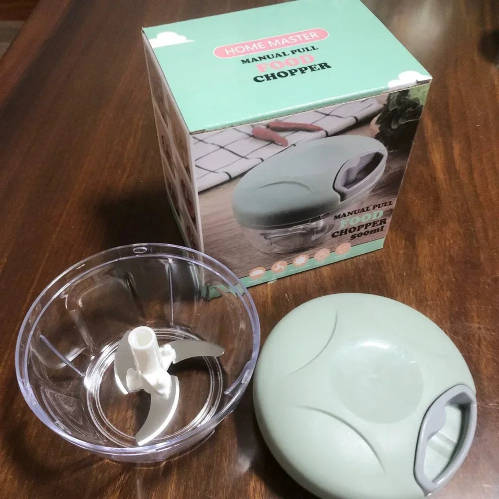 Moedor de carne manual 500/900ml, picador de alho giratório, triturador de alho, cortador de vegetais e cebola, acessórios de cozinha