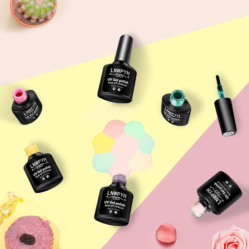 Kit de esmalte em gel com lâmpada UV para unhas, máquina elétrica de furadeira para unhas, kit de base e acabamento para unhas em gel Soak Off