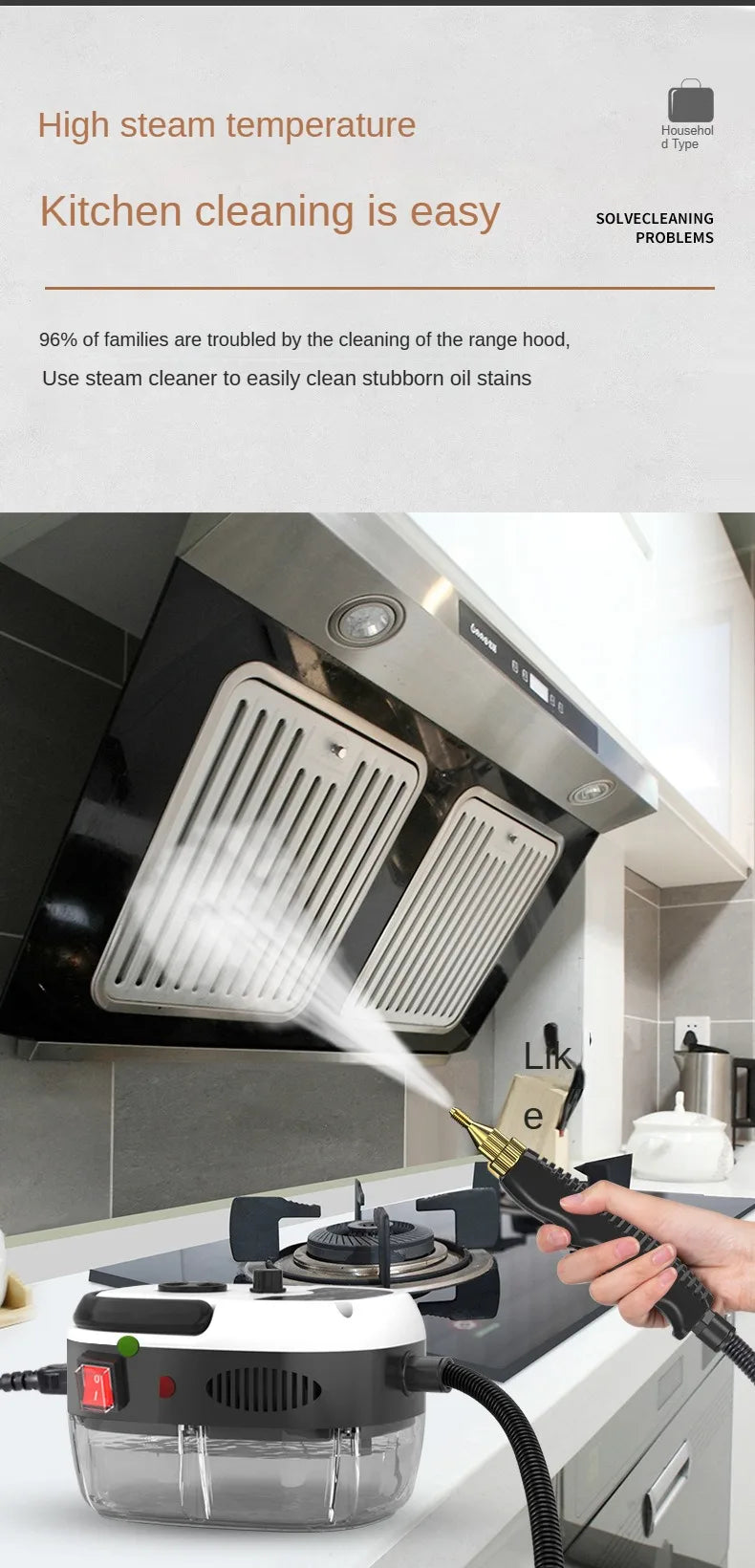 Limpador a vapor, esterilização de alta temperatura, ar condicionado, exaustor de cozinha, limpador a vapor para casa/carro, plugue americano 110V/plugue europeu 220V