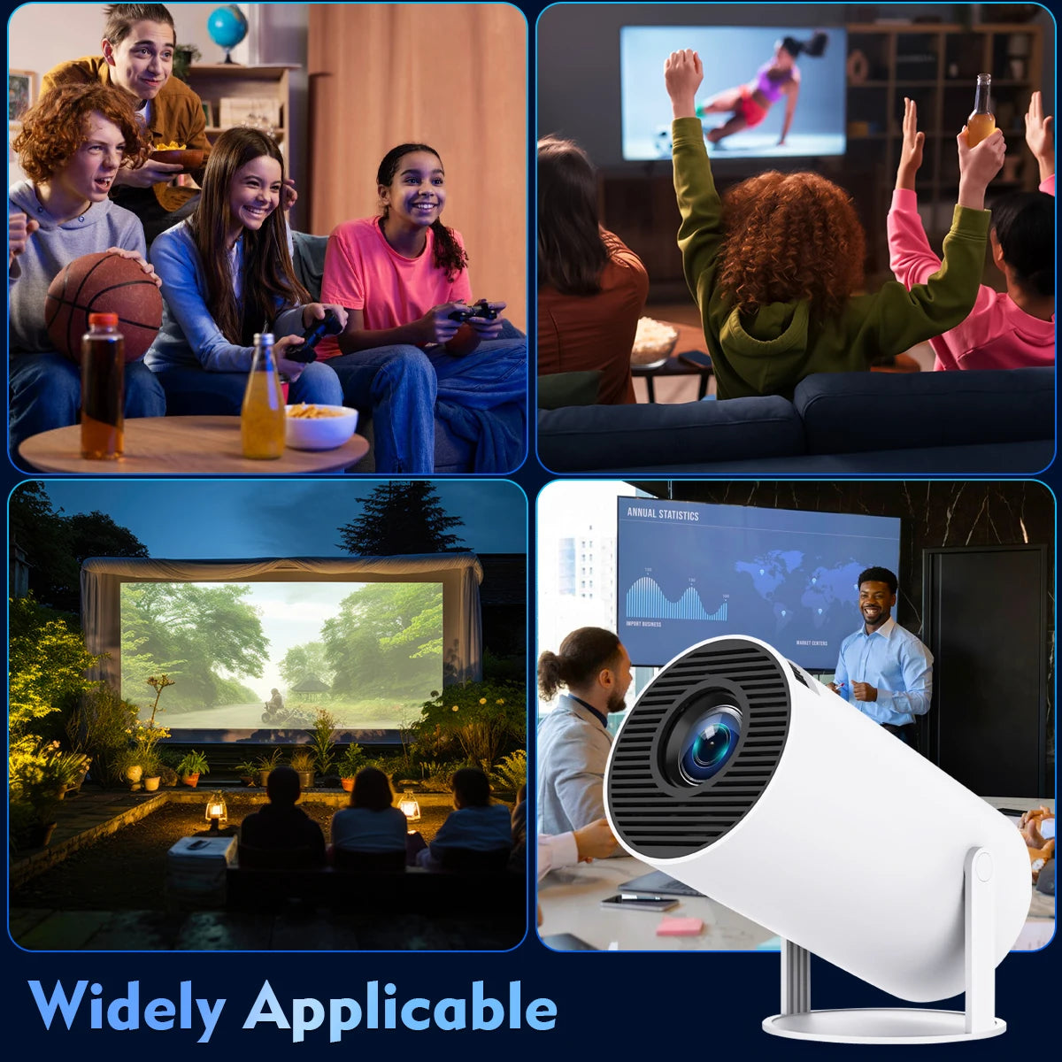 Projetor Magcubic Android 11 4K 1280*720P HY300 Pro + Dual Wifi 290ANSI Projetor Portátil de Cinema ao Ar Livre Flexível a 180° BT5.0