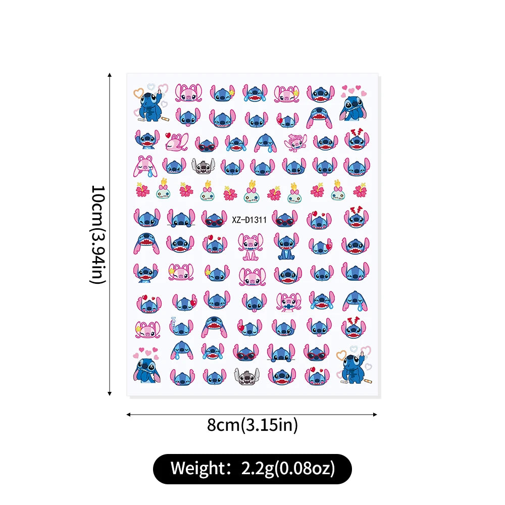 Conjunto de 12 adesivos de unha de anjo com ponto de desenho animado, múltiplas ações, decalques de arte de unha kawaii, decoração de manicure infantil