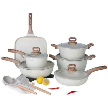 Conjunto de Panelas de Cerâmica DONNOR — Panelas e Frigideiras Antiaderentes, compatíveis com fogão de indução, para cozinha doméstica.