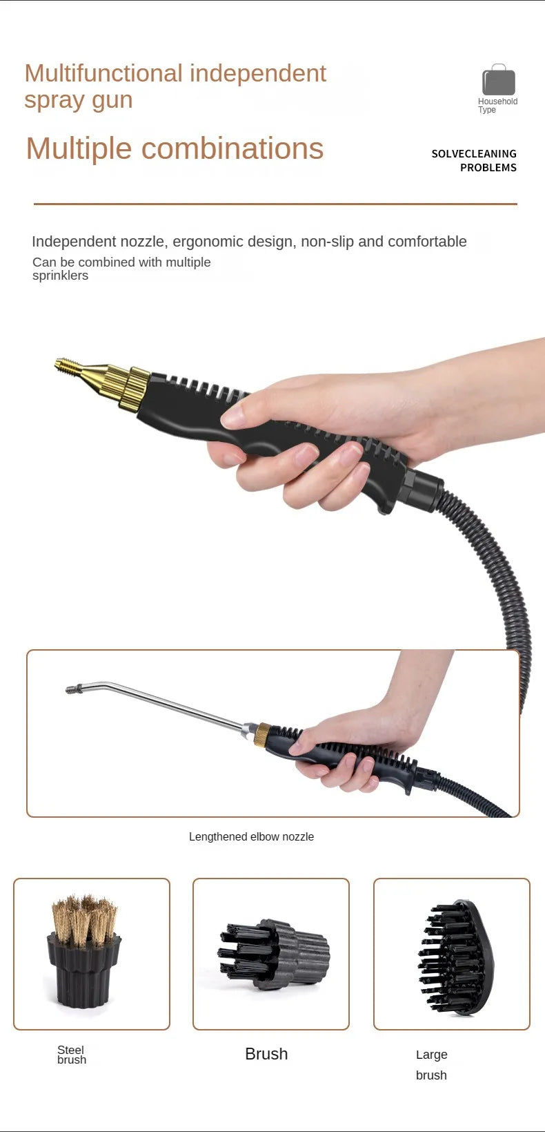 Limpador a vapor, esterilização de alta temperatura, ar condicionado, exaustor de cozinha, limpador a vapor para casa/carro, plugue americano 110V/plugue europeu 220V