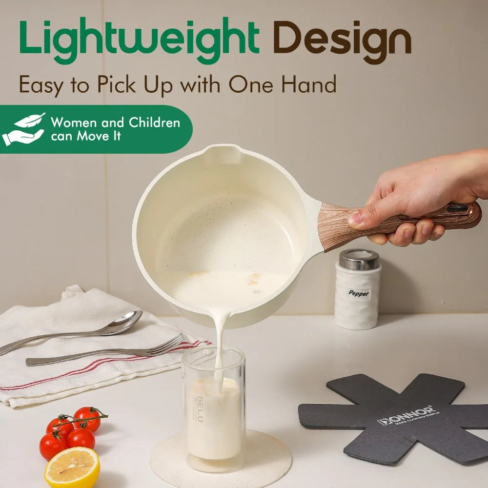 Conjunto de Panelas de Cerâmica DONNOR — Panelas e Frigideiras Antiaderentes, compatíveis com fogão de indução, para cozinha doméstica.