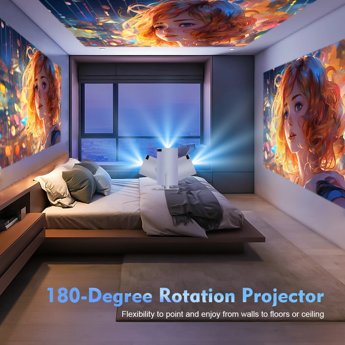 Projetor Magcubic Android 11 4K 1280*720P HY300 Pro + Dual Wifi 290ANSI Projetor Portátil de Cinema ao Ar Livre Flexível a 180° BT5.0