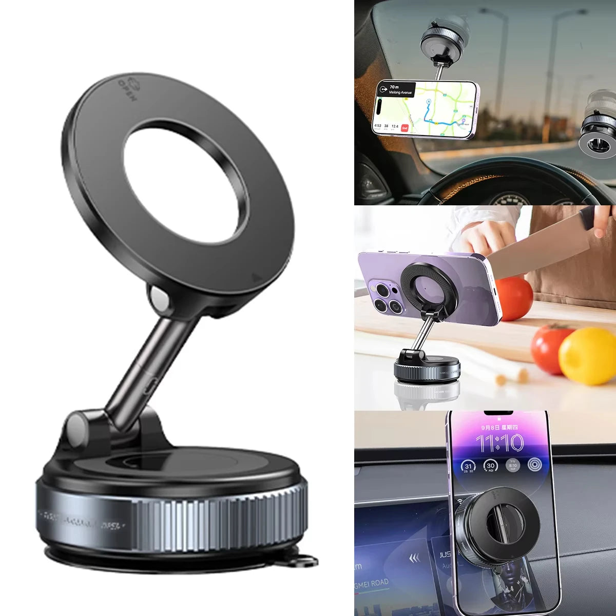 Suporte magnético para telefone de carro, ventosa mecânica a vácuo, rotação de 360°, suporte de adsorção magnética, navegação, suporte universal