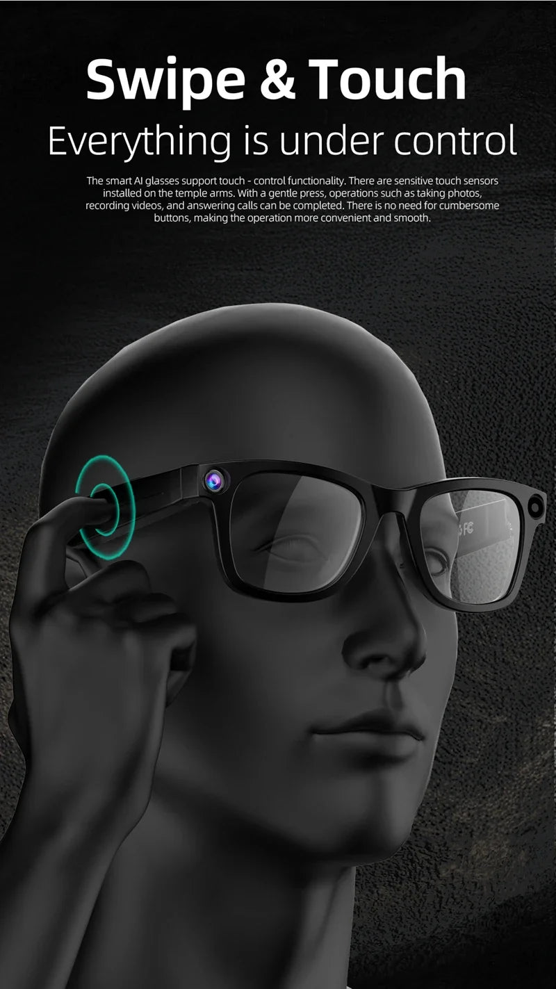 Xiaomi 4K Smart AI Glasses 800W pixel AI Shooting Camera HD Photo Video Voice Call Translation Waterproof Bluetooth AI Glasses