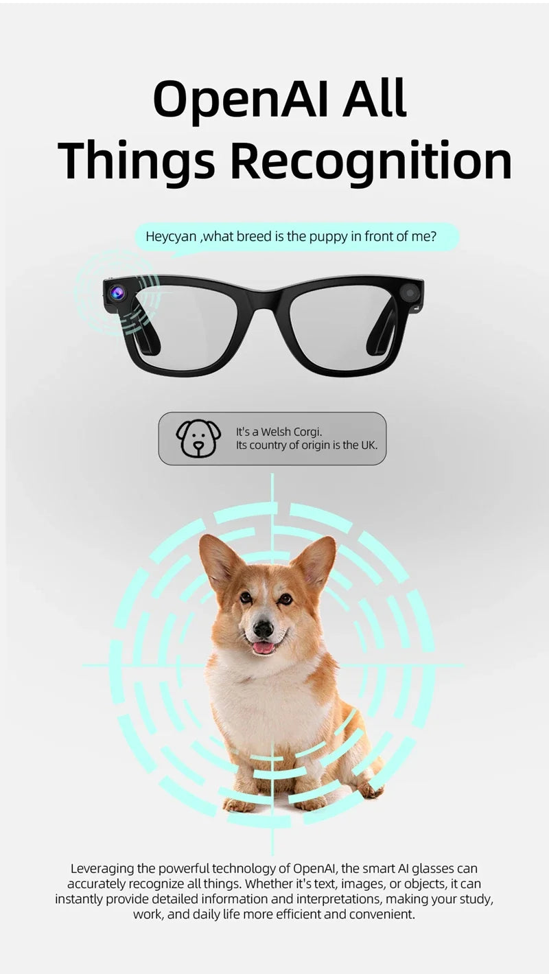 Xiaomi 4K Smart AI Glasses 800W pixel AI Shooting Camera HD Photo Video Voice Call Translation Waterproof Bluetooth AI Glasses