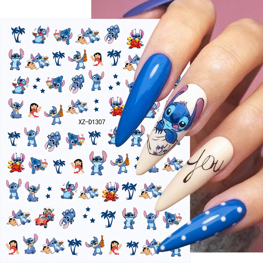 Conjunto de 12 adesivos de unha de anjo com ponto de desenho animado, múltiplas ações, decalques de arte de unha kawaii, decoração de manicure infantil