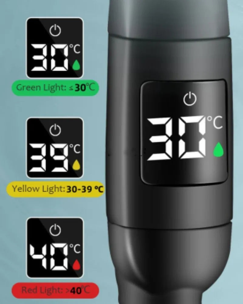Chuveiro de alta pressão com temperatura inteligente, visor digital, graus de rotação, com ventilador pequeno, acessórios de banheiro ABS Rain